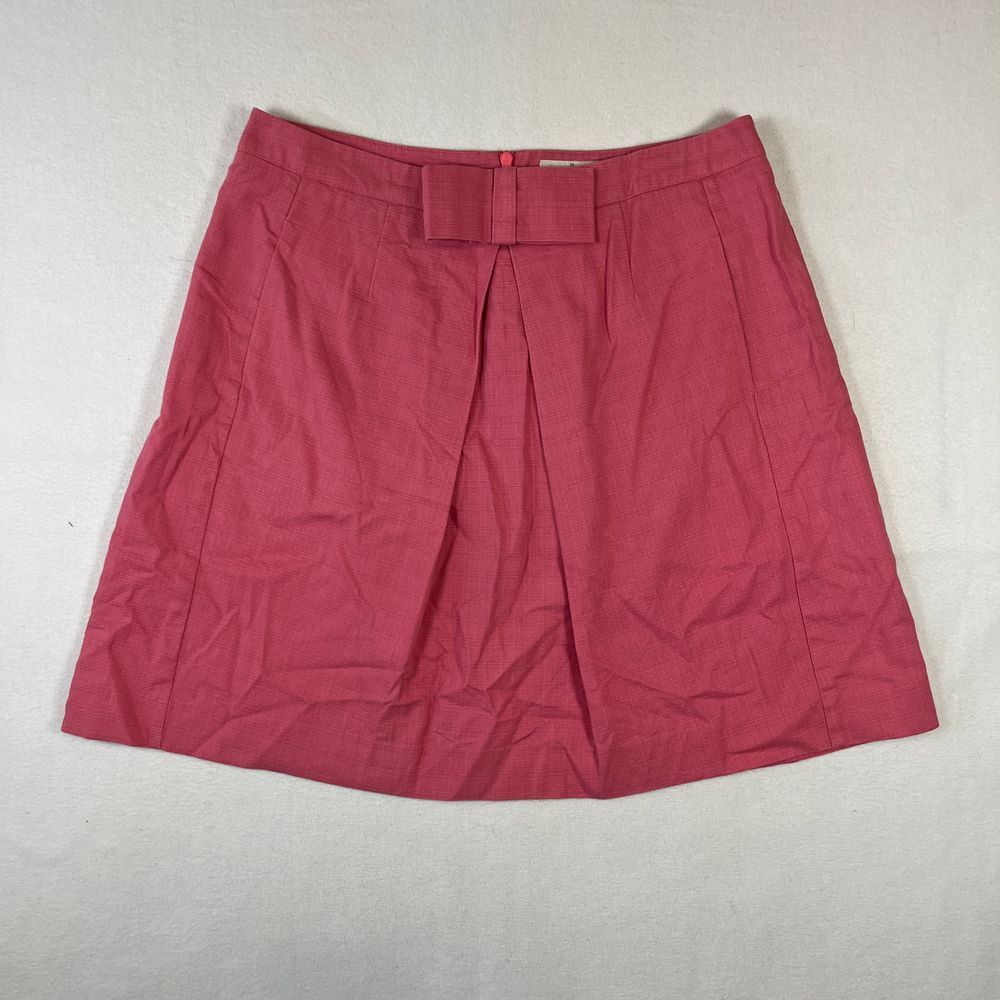 Boden Pink Cotton A-Line Skirt Women's US Sz‎ 8R Bow Detail Lined with Pockets